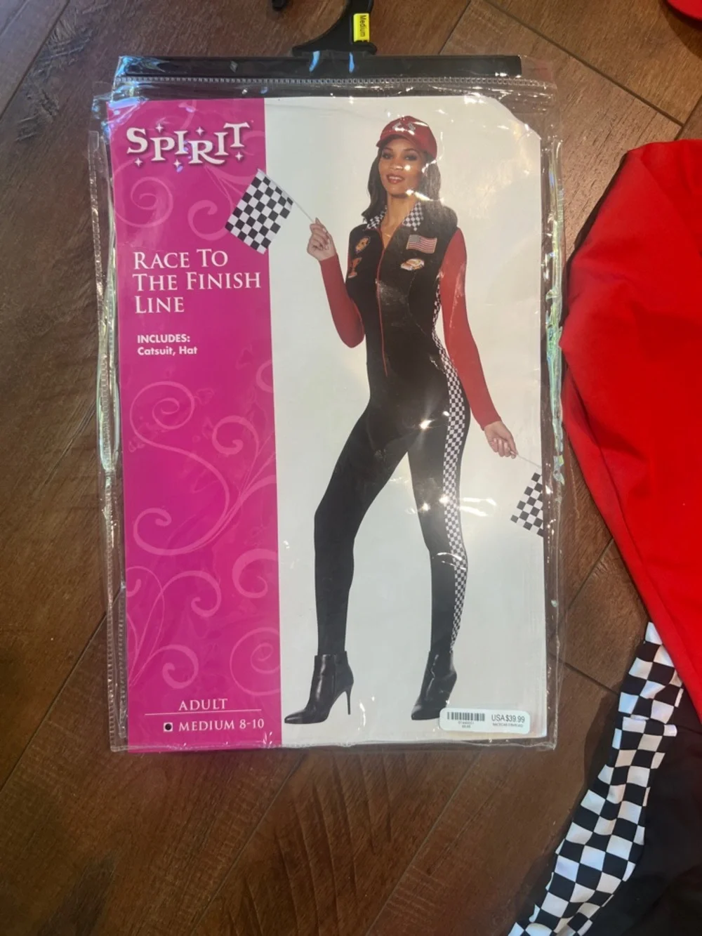 Spirit Women's Black and Red Checkered Race Car Driver Costume - Picture 3 of 7